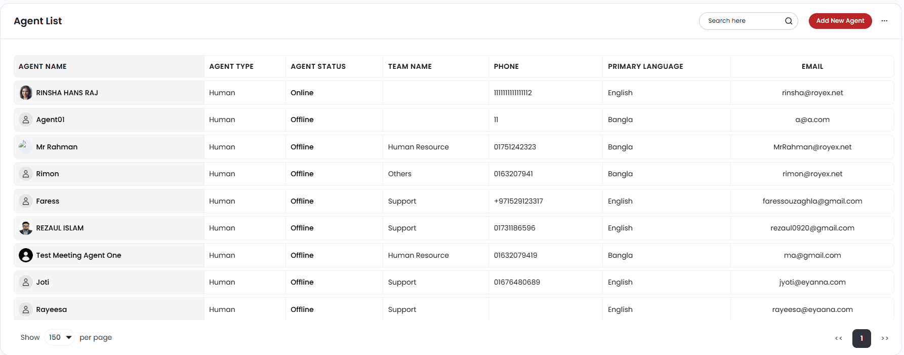 Agent List