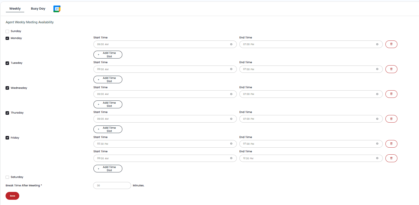 Setting Up Agent Meeting Availability